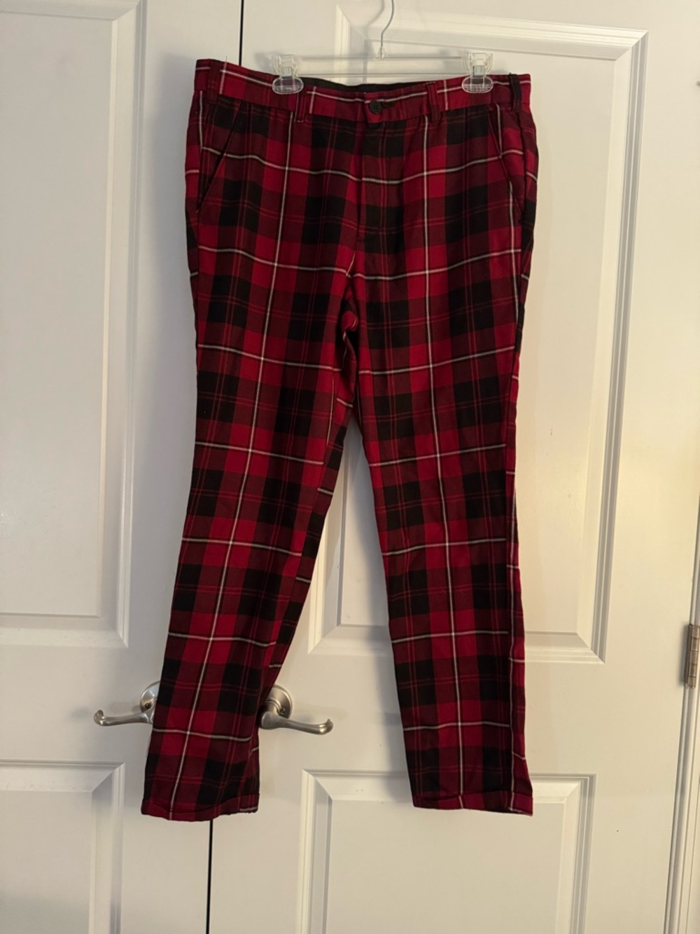 Men’s PacSun Red and Navy Plaid Chinos size 34